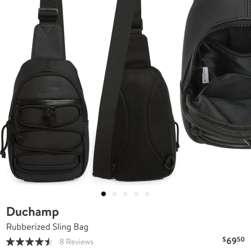 DUCHAMP London Unisex Sling Bag Rubberized Water Resistant Adjustable Strap